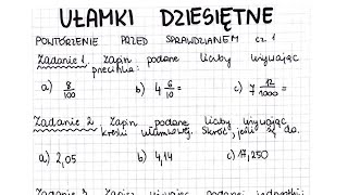 Ułamki dziesiętne  klasa 4  GWO  Matematyka z plusem  sprawdzian  pdf w opisie [upl. by Joktan]