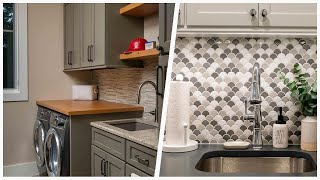 75 Laundry Room With Multicolored Backsplash And Beige Walls Design Ideas Youll Love ⭐️ [upl. by Kaela]