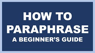 Paraphrasing A Beginners Guide [upl. by Nereen341]