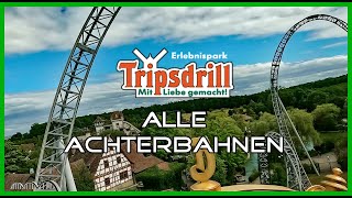 Erlebnispark Tripsdrill 2024 alle Achterbahnen im Freizeitpark POV Onrides [upl. by Norek]