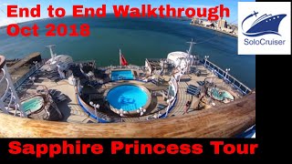 Sapphire Princess full walk through realtime tour  SoloCruiser [upl. by Abehsile42]