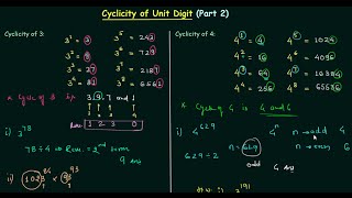 Cyclicity of Unit Digit Part 2 [upl. by Simaj]