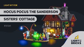 LIGHT MY BRICKS  Hocus Pocus The Sanderson Sisters Cottage 21341 Light Kit Video Demonstration [upl. by Gavra]