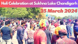 Holi Celebration at Chandigarh Sukhna Lake 2024 [upl. by Harley332]