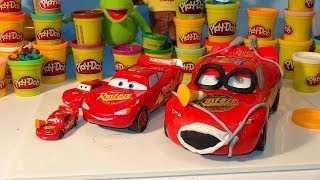 Play Doh Pixar Cars Lightning McQueen Rare Barbed Wire Lightning and Tires from Play Doh [upl. by Hirsh]