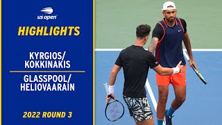 KyrgiosKokkinakis vs GlasspoolHeliovaara Highlights  2022 US Open Round 3 [upl. by Landri147]