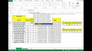 Funciones NUMDESEMANA y DIASEM de Excel para Calcular a que Semana corresponde una Fecha [upl. by Silvia]