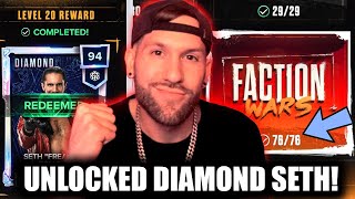 DIAMOND SETH ROLLINS UNLOCKED amp ALL FACTION WAR CARDS UNLOCKED WWE2K24 MyFACTION [upl. by Kciredorb]