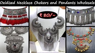 Oxidised Necklace Chokers and Pendants Wholesale  Beauty Jewllers new oxidised collection [upl. by Ynaffets]