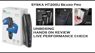 HINDI Syska Beard Pro HT200 Trimmer Unboxing and hands on Review Performance check [upl. by Sirret]