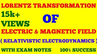 LORENTZ TRANSFORMATION OF ELECTRIC amp MAGNETIC FIELD  TRANSFORMATION OF E amp B  WITH EXAM NOTES [upl. by Adao]