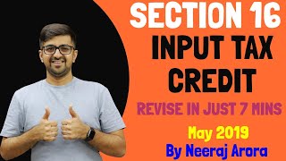 Section 16 Input Tax Credit GST  Revise it like a Pro [upl. by Phylys]