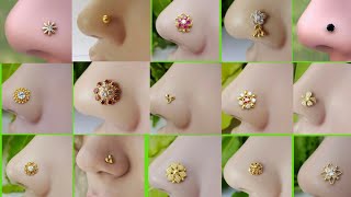 Beautiful 💕 gold nose pin design 2021gold nose pin design for grils [upl. by Aihk]