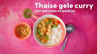 Thaise gele curry met garnalen en peultjes  recept  Allerhande [upl. by Nodnart873]