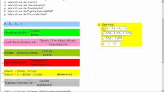 Allgemeine BWL  Grundlagen  Kennzahlen Kostenfunktion Erlöse Breakeven [upl. by Goltz]