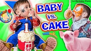 BABY vs CAKE Shawns 1st Birthday Party Family Games amp Activities w FUNnel Vision  Presents [upl. by Oak]