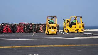 REPLENISHMENT AT SEA  AIRCRAFT CARRIER  USS JOHN C STENNIS 74 [upl. by Alfy]