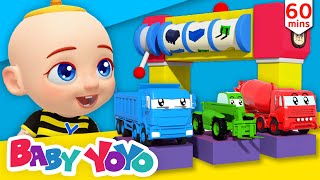 Construction Vehicles with surprise eggs  Color Song  more Nursery rhymes  Baby yoyo [upl. by Ecnirp]