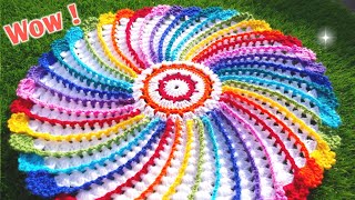 Lovely 🌈 Crochet Trendy Tablemat Tablecloth Doilly Thalposh  🌈 रंगीन थालपोश [upl. by Triny]