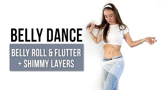 Belly Dance Tutorial Belly Rolls Flutters and Shimmy Layering at Home Class Acid Arab [upl. by Lidah]