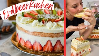 ErdbeerkuchenRezept vom Profi KonditorRezept für Erdbeerkuchen mit Rhababer [upl. by Atnoved]