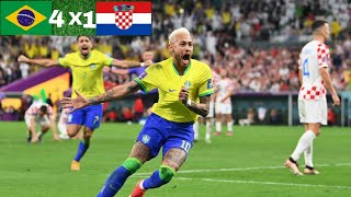 Brasil 4 x 1 Croacia copa do mundo 2022 catar melhores momentos hattrick do Neymar [upl. by Hada]