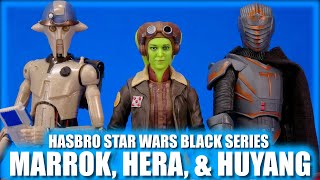 Star Wars Black Series Ahsoka Series Hera Syndulla Marrok and Professor Huyang Hasbro Figure Review [upl. by Nytsirhc]