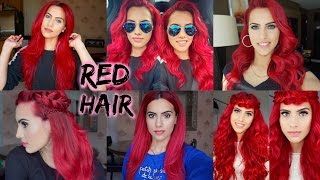 HOW TO dye dark hair bright red  WITHOUT bleach [upl. by Llekram]