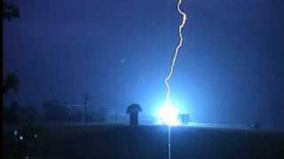 Lightning striking power pole [upl. by Ainesell]