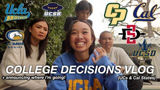 COLLEGE DECISIONS REACTIONS VLOG  announcing where im going to college  UCs and Cal States [upl. by Mosnar230]