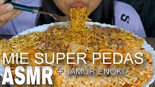 ASMR SPICY NOODLES WITH ENOKI MUSHROOMS  MIE PEDAS DENGAN JAMUR ENOKI  ASMR INDONESIA asmr [upl. by Ulah]