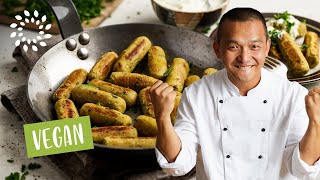 Erbsenkroketten mit cremigem Dip Rezept  Vegan [upl. by Ramhaj]