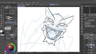 Webtoon making progress part 4  Drawing a monster No SpeedUp [upl. by Paviour]