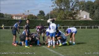 Match rugby Cadets U16 FCTT vs Tournefeuille B  08102016 [upl. by Mazur]