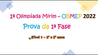 Correção 1ª OBMEP MIRIM 2022  1ª Fase  Nível 1 [upl. by Atekram71]