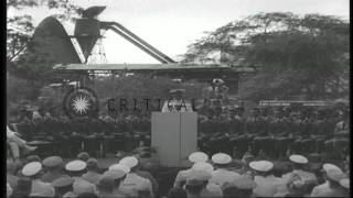 US Navy Fleet Admiral Chester W Nimitz delivers a speech about the Pearl harbor aHD Stock Footage [upl. by Culver]