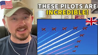 American Reacts to RIAT 2018 RAF Red Arrows Royal Air Force Centenary Air Show [upl. by Nirre708]