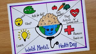 World Mental Health Day Poster Drawing  How to Draw Mental Health Day  Mental Health Day Chart [upl. by Helena307]