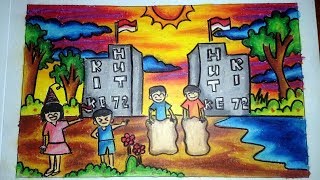 Cara Mewarnai Gambar dengan Crayon HUT RI 17 Agustus  How to Color with Oil Pastels [upl. by Eirroc]