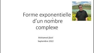 forme exponentielle dun nombre complexe [upl. by Adnalue988]