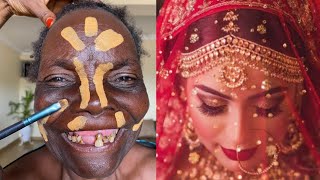 UNBELIEVABLE 😱🔥70 YEARS OLD GRANDMA INDIAN BRIDAL MAKEUP TRANSFORMATION 👆 MAKEUP TUTORIAL 😳💄 [upl. by Vigor687]