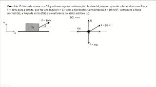 Ex5 1ª Lei de Newton  Força em ângulo com a horizontal e o bloco está em repouso [upl. by Lampert22]