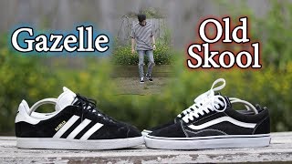 Vans Old Skool vs Adidas Gazelle  Sneaker Comparison  OnFeet w Outfit [upl. by Eelyme]