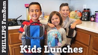 KIDS PACK THEIR OWN SCHOOL LUNCHES  KIDS PACK A BUNCH OF LUNCHES FOR SCHOOL  PHILLIPS FamBam Vlogs [upl. by Adnovad]