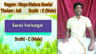 Sarali Varisai  1  14 All three speeds  C scale  male sruthi carnaticmusic saralivarisai [upl. by Shir]