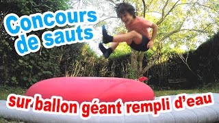 Concours de sauts sur un BALLON GONFLABLE GEANT REMPLI DEAU [upl. by Row]