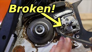 Fixing a broken chain tensioner  Stihl MS362C [upl. by Brookner]