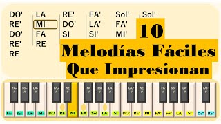 10 Canciones en Piano 🎹 FACIL  Tutorial Con Notas Para Principiantes [upl. by Iaka791]