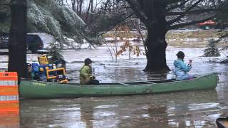 Tonawanda Creek floodingkids on canoe [upl. by Elehcor]