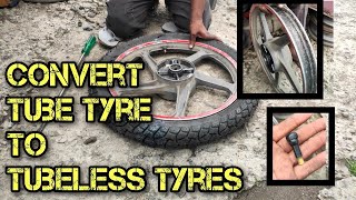 Convert Tube Tyre To Tubeless Tyre  Tyre Change [upl. by Darrick]